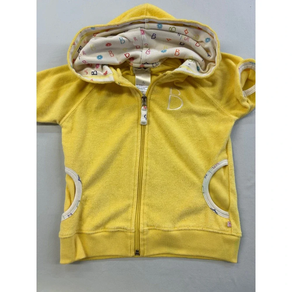 Bonjour Girls Yellow Velour Tracksuit Set Hoodie and Pants Size S 7/8